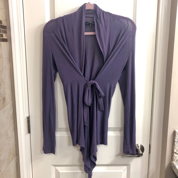 Iris Basic Purple Draped Long-Sleeve Cardigan - Picture 3 of 6